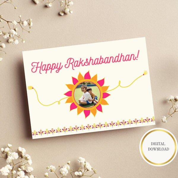 Personalised Rakshbandhan Photo Card | Custom Rakhi Picture Greeting Card | Custom Photo Card | Happy Rakhi Card | Digital Download