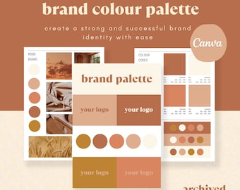 Brand Colour Palette Canva Template Branding Kit Small Business Brand Mood Board Branding Package - Rust