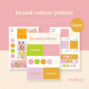 Brand Colour Palette Template - Editable Canva Template - Small Business Branding - Candy