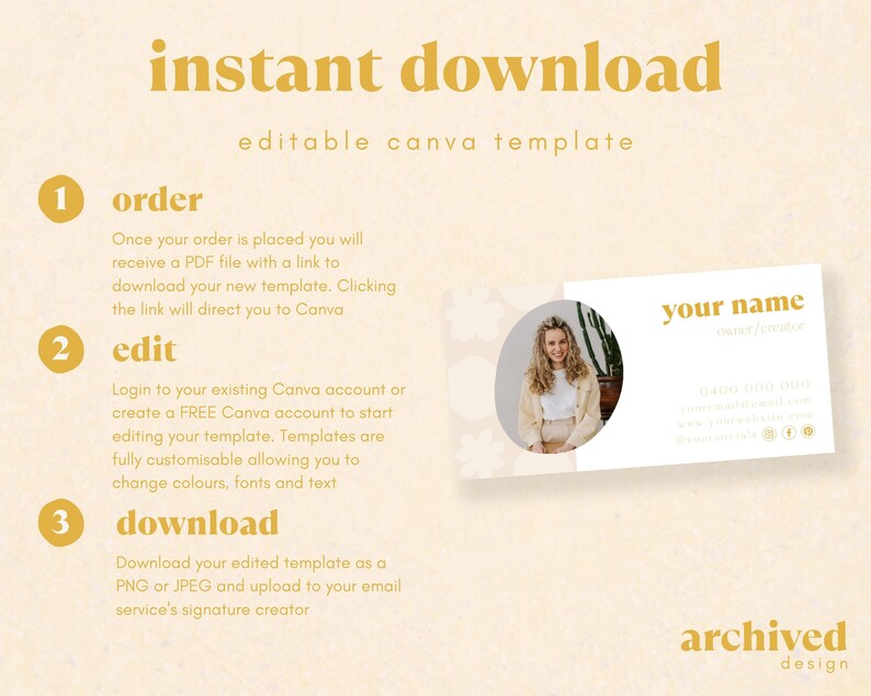 Email Signature Template Editable Canva Template Small Business Email ...