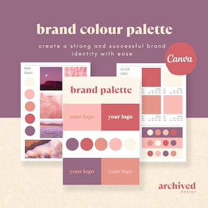 Brand Colour Palette Template - Editable Canva Template - Small Business Branding - Mulberry