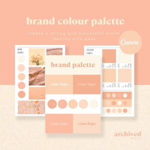 Paleta de colores de marca Plantilla Canva Kit de marca Tablero de estado de ánimo de marca para pequeñas empresas - Melocotón