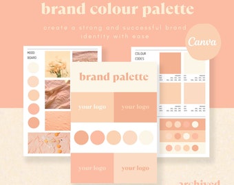 Brand Colour Palette Canva Template Branding Kit Small Business Brand Mood Board - Peach