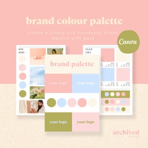 Brand Colour Palette Template - Editable Canva Template - Small Business Branding Kit - Spring Garden