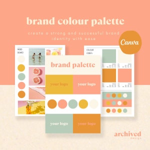 Brand Colour Palette Template - Editable Canva Template - Small Business Branding - Summer