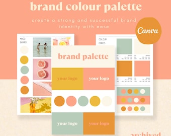 Brand Colour Palette Template - Editable Canva Template - Small Business Branding - Summer