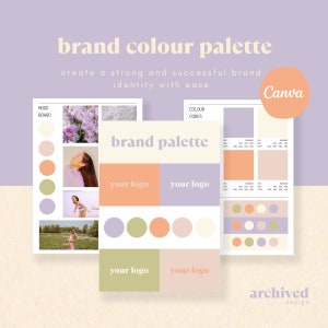 Brand Colour Palette Template - Editable Canva Template - Small Business Branding - Purple