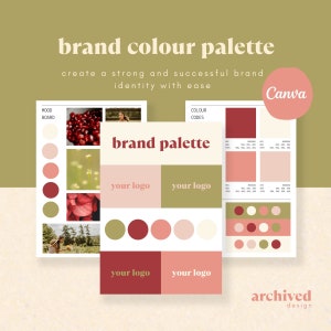 Brand Colour Palette Template - Editable Canva Template - Small Business Branding Kit - Vintage Garden