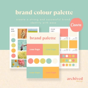 Brand Colour Palette Template - Editable Canva Template - Small Business Branding Kit - Summer Garden