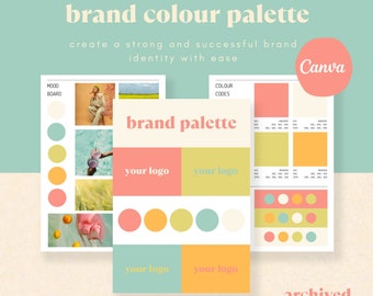 Brand Colour Palette Template - Editable Canva Template - Small Business Branding Kit - Summer Garden