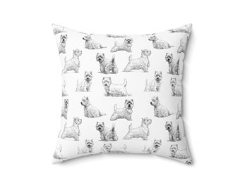 Westie Home Decor Pillow, Gift for Mom, Gift for Dad, Westie Terrier Pillow Cover and Fill, Westie Lover, Dog Mom, Dog Dad, Birthday Gift