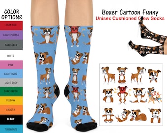 Boxer Cartoon Funny Socks for Mom Dad Gift, Boxer Dad, Boxer Mom, Dog Lover, Gift for Dad and Mom, Birthday Gift, Pet Owner, Boxer Lover