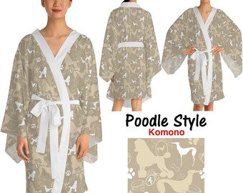 Poodle Style Long Sleeve Kimono Robe, Dog Mom Gift, Bridesmaid Gift, Poodle Lover, Birthday Gift, Pjs, Poodle Mama, Bridesmaid Gift