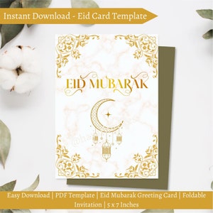 Elegant Eid Mubarak Invitation Template: Printable Card (PDF)