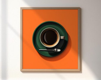 Bold Mid Century, Bauhaus, Espresso Wall Print. Coffee Art Print, Kitchen Wall Art, PRINTABLE Poster for instant download