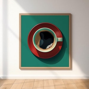 Impresión de pared de espresso moderno de mediados de siglo. Impresión de arte de café, arte de pared de cocina, cartel IMPRIMIBLE.