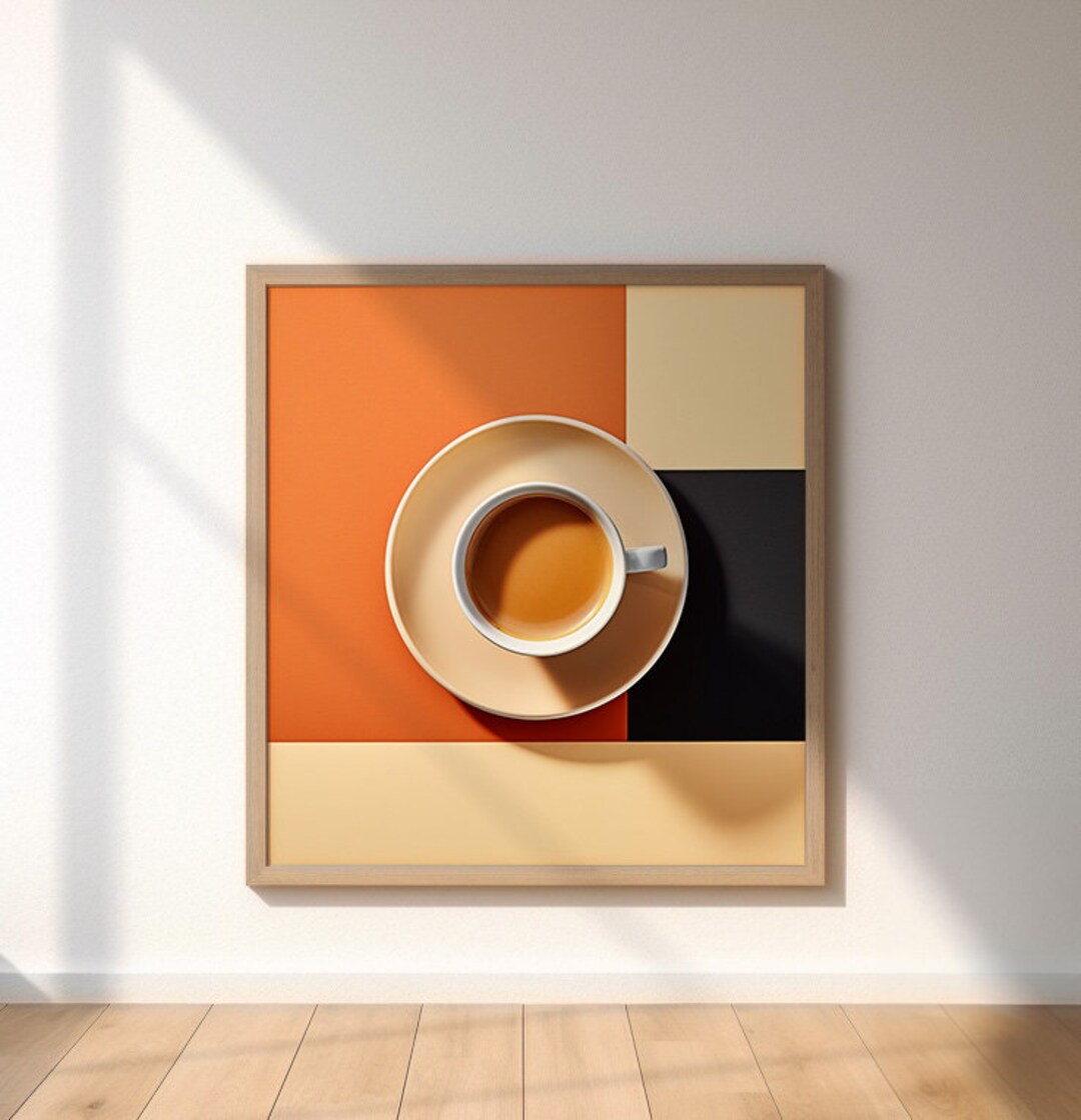 Retro Color Block Coffee PRINTABLE. Mondrian Inspired. Mid Century Art ...