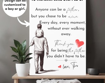 Personalized Stepdad Canvas Art, Bonus Dad Gift, Father's Day Present