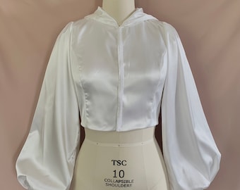 Modest Wedding Jacket - Modest Bridal Jacket with oversized hood - Wedding Coverup for Hijabi + Muslim Women - Islamic Wedding Coverup