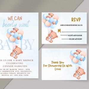 Blaue Aquarell Babyparty Einladungskarte, Babyparty einladen, Windel Tombola Karte, Dankeschön Karte, printable, Instant Download