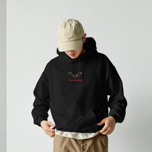 Canada Moosehead Embroidered Unisex Hoodie, Canadiana Hoodie, Canada Moosehead Sweatshirt, Canada Sweatshirt, Canada Wildlife Sweatshirt,