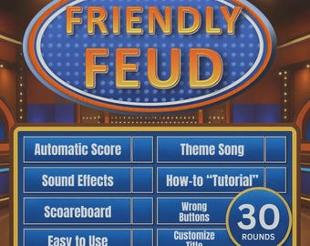 NUEVA versión: Plantilla editable de disputa amistosa para fiesta con puntuación automática / Juego de preguntas y respuestas editable / Estilo disputa familiar / Juego de disputa familiar