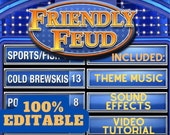 Editable Friendly Feud Template Party Game || Editable Feud Quiz Game || Mac and PC Compatible || Games for Adults and Kids Games Night