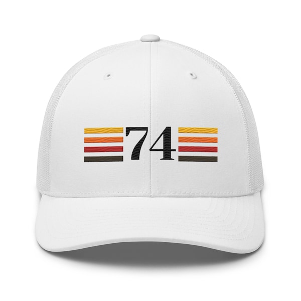 74 - 50th Birthday Gift for Women Men - 1974 Retro Trucker Hat for Men Women - Custom Embroidery - Birthday Hat for Him or Her