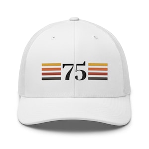 Regalo de cumpleaños número 75 a 50 para hombres y mujeres: gorra de camionero retro de 1975 para hombres y mujeres, bordado personalizado, gorra de cumpleaños para él o ella