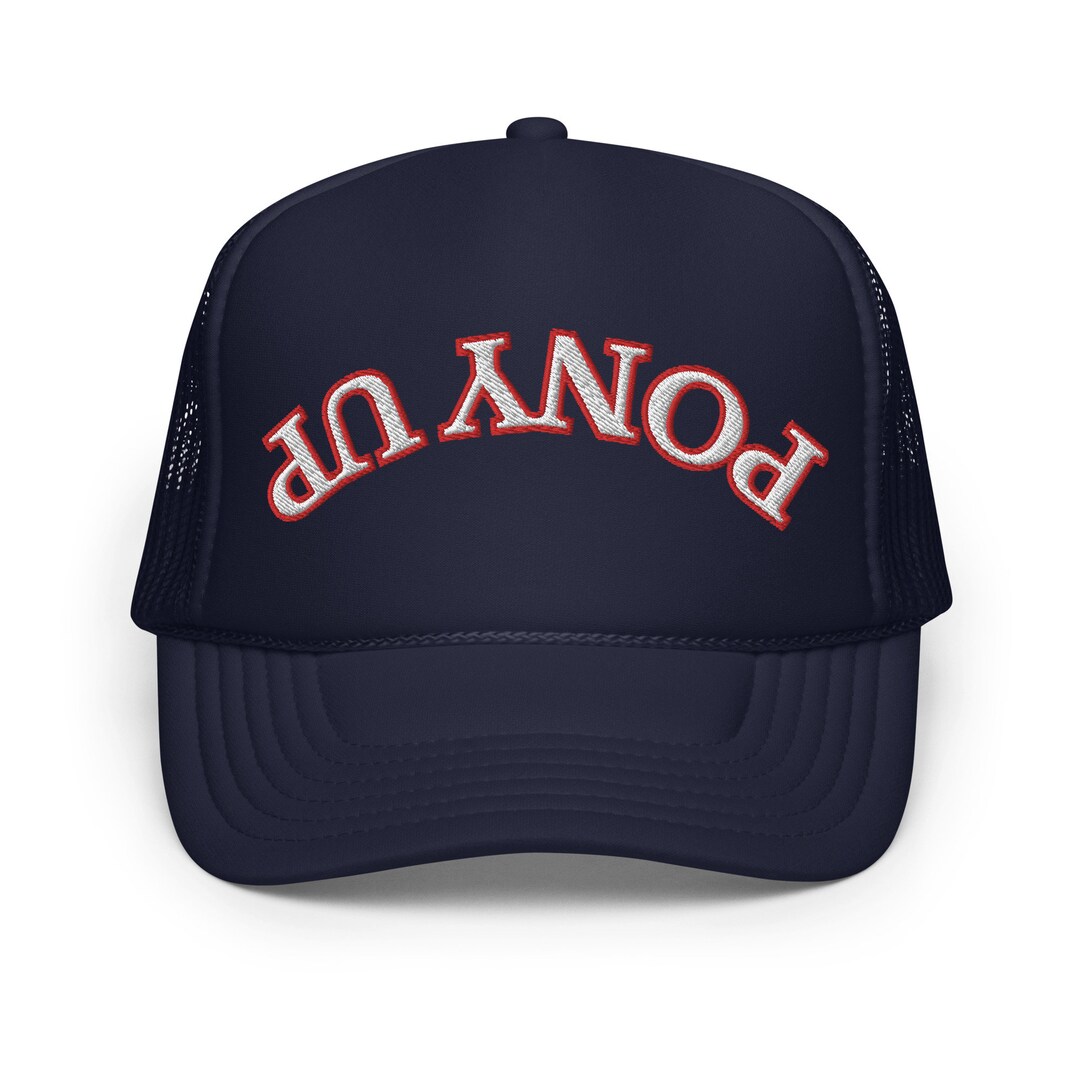 Upside Down Pony UP Trucker Hat | SMU Mustangs Dad Cap - Adjustable Green Camo - View #14