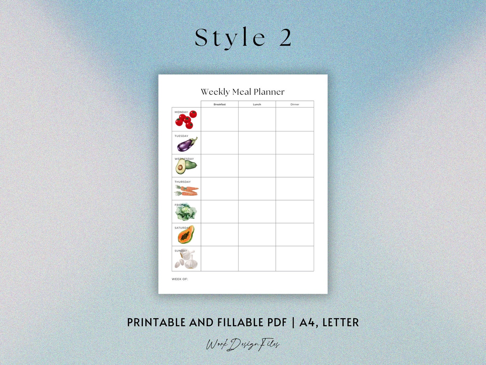 Weekly Meal Planner PDF | Minimalist Printable Meal Planning Template ...