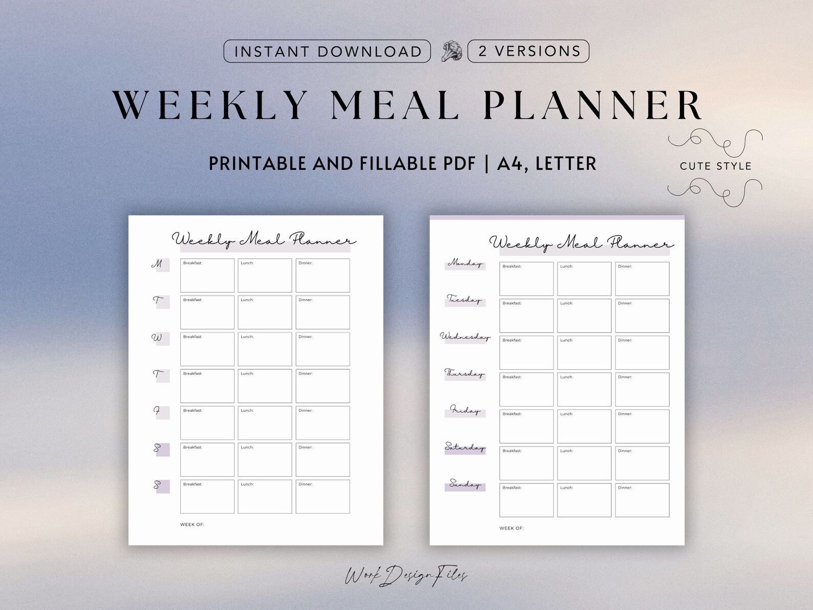 Weekly Meal Planner Printable PDF | Easy Meal Planning Grocery List ...