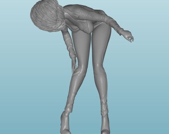 Scale Unpainted resin Figure leaning girl woman in 1/24 1/32 1/18 1/43 1/72 1/64