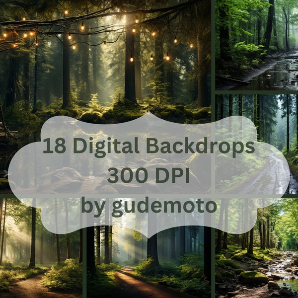 Forest Digital Backgrounds | Woodsy Digital Background | Forest Digital Backdrops | Photoshop Overlays | Woods Digital Backdrops | Bundle