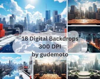 City Digital Backgrounds | Skyline Digital Backdrops | Skyscraper Digital Background | City Backgrounds | Urban Backdrops | Photography