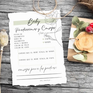 Prédictions et cartes de conseils pour les fêtes prénatales en espagnol | Jeu de devinettes bébé | Jeu de prédictions de bébé | Jeu de prédiction de bébé imprimable | Télécharger