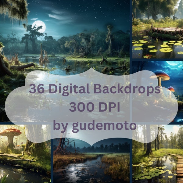 Mega Bundle of Digital Swamp Backgrounds | Swamp Backdrops | Night Backgrounds | Night Backdrops | Moon Backdrops | Marshland Backdrops