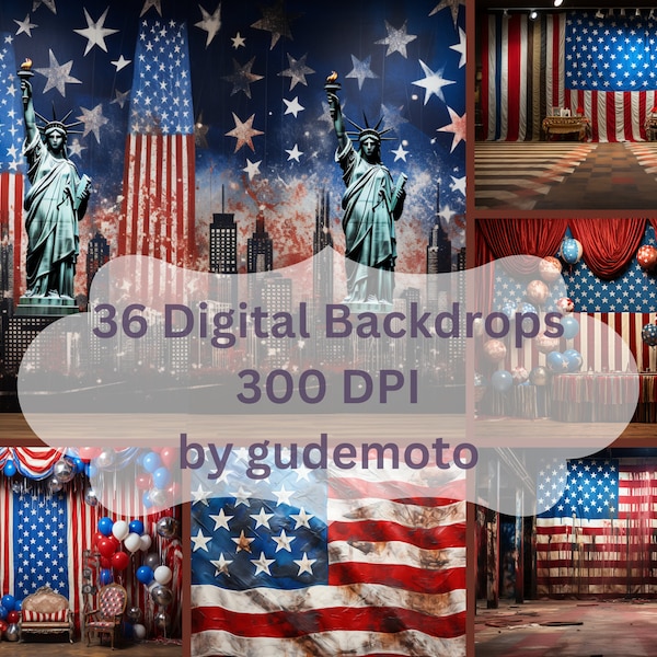 4th of July Backgrounds | 36 USA Backdrops | Independence Day Backgrounds | American Digital Backdrops | Red White and Blue Backgrounds