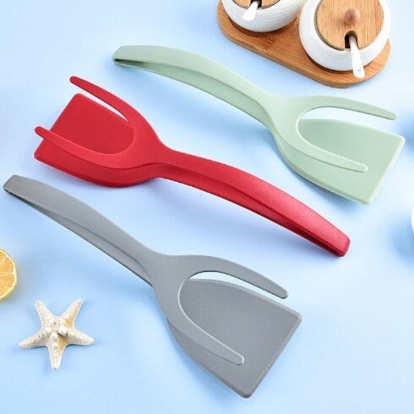 Steak Spatula Frying Spatula Clip 2-in-1 Nylon Spatula Clip Food Clip Egg Spatula Toast Omelette Clip Flip Spatula