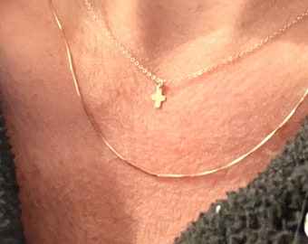 14K Gold-Filled Cross Necklace, Dainty Religious Jewelry