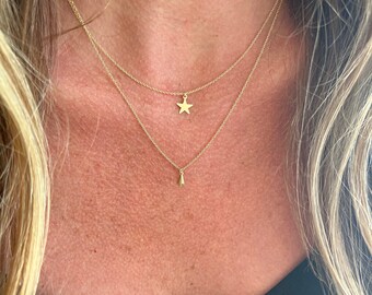 14K Gold Filled Star Necklace, Simple Astrology Pendant