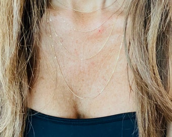 14k Gold Filled Cable Chain Necklace, Simple Layering Necklace