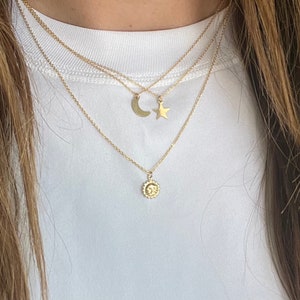 Sun, Moon & Star 14K Gold-Filled Necklace / Astrology Necklace / Gold Necklace / Dainty Necklace / Minimalist Necklace / Gift for Her