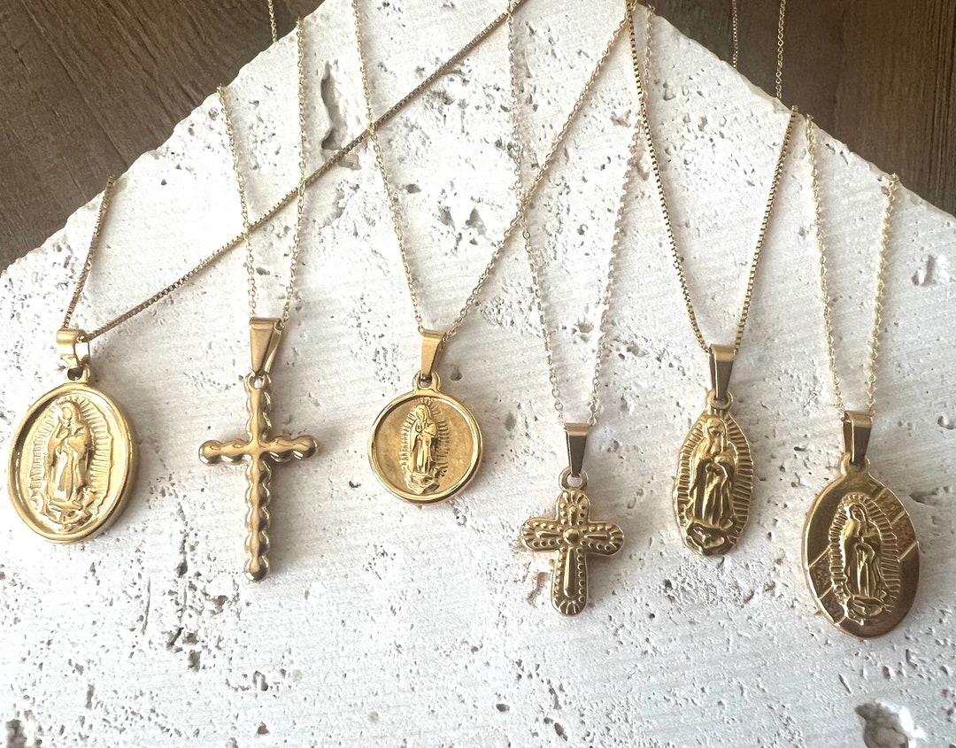 Saint Chain 14K Gold Filled Religious Necklace, Italian Saint Pendant - Etsy