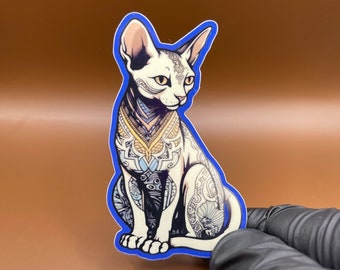 Inked Sphynx Cat Vinyl Sticker / Laptop Sticker / Vinyl Stickers / bumper stickers ( 1 Sticker )