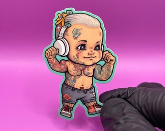 Tattooed Tunes Vinyl Sticker / Bumper Sticker / Laptop Sticker / Phone Sticker / Sticker For Kids ( 1 Sticker )