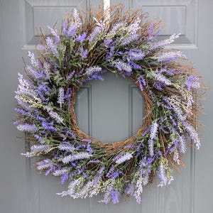 Lavender Twig Wreath, 23 inch Lavender Twig Wreath, Natural Twig Wreath, Summer Wreath, Great gift idea, Year round wreath