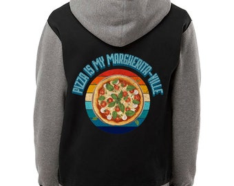 Pizza Design Varsity Zip Hoodie - Gifts for Men - Gifts for Margherita Lovers