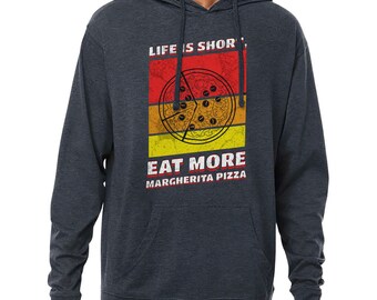 Eat More Pizza Lightweight Jersey Hoodie - Items for Margherita Lovers - Gifts for Husband