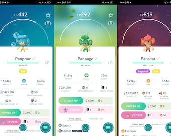 Panpour / Pansage / Pansear - Regional Pokémon GO Trade